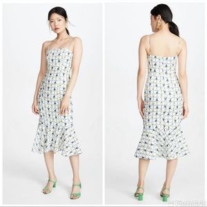 STAUD Vegetable Print Linen Midi Dress